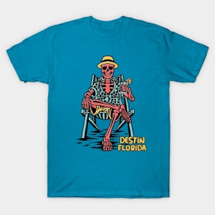 Funny Destin Florida Beach Skeleton Sunburn Souvenir T-Shirt